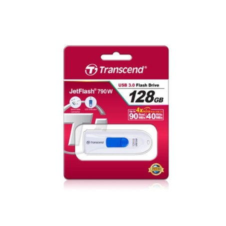 Usb-Stick 128Gb Transcend Jetflash 790 Usb3.1 Weiăź