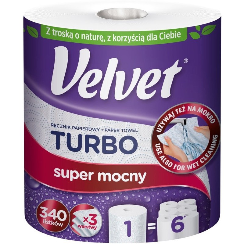 Ręczniki W Rolce Velvet Turbo 3W Celuloza Białe