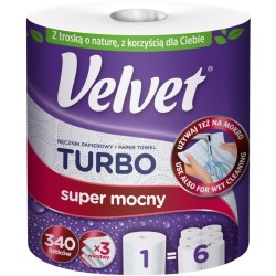 Ręczniki W Rolce Velvet Turbo 3W Celuloza Białe