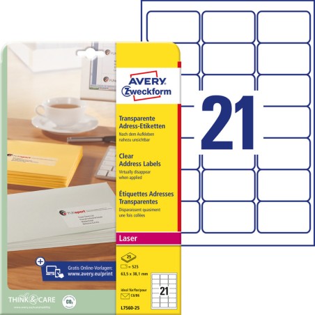 Etykiety Adresowe Avery Zweckform (Przezroczyste)