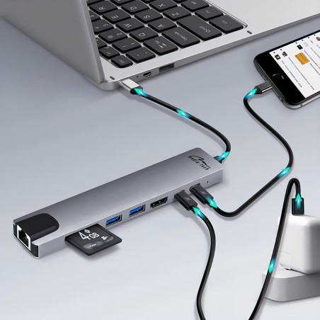 Media-Tech Hub Usb 8 In 1 Giga Lan Hub Mt5046