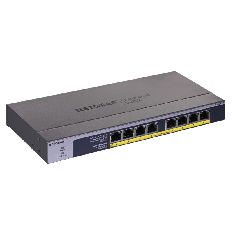 Switch Netgear Gs108Pp-100Eus 8P Poe 123W (Poe+: 8P) Unmanaged Gigabit