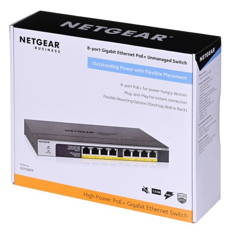 Switch Netgear Gs108Pp-100Eus 8P Poe 123W (Poe+: 8P) Unmanaged Gigabit