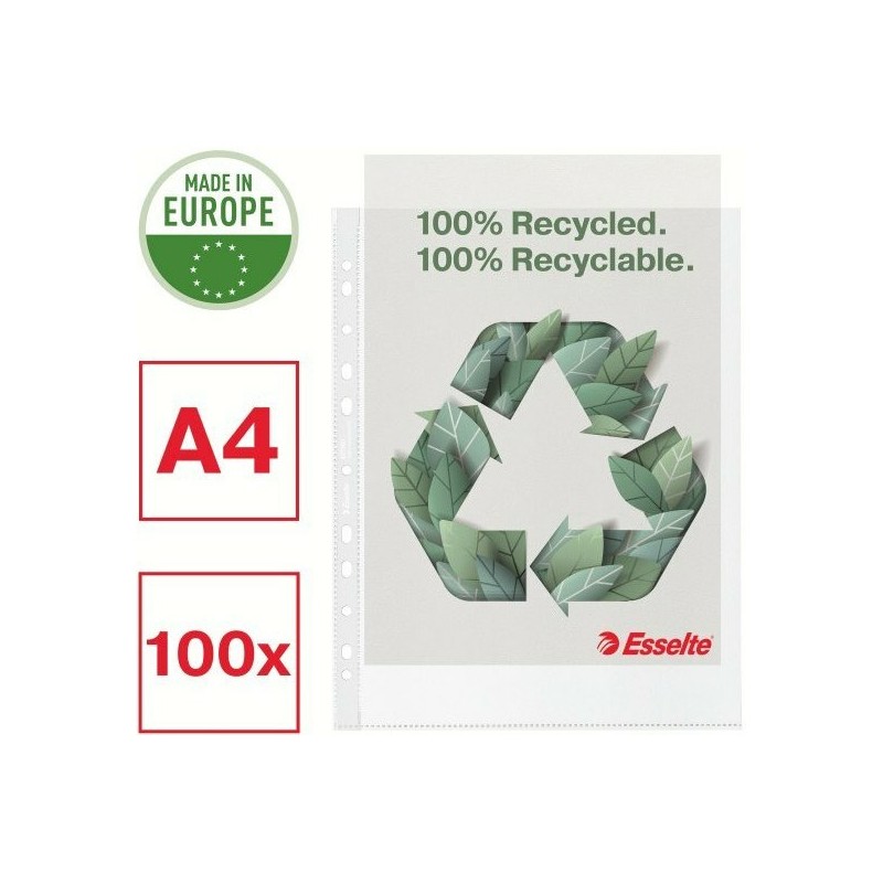 Koszulki Esselte Recycled Premium Maxi A4+/100Μm Groszkowe (100)