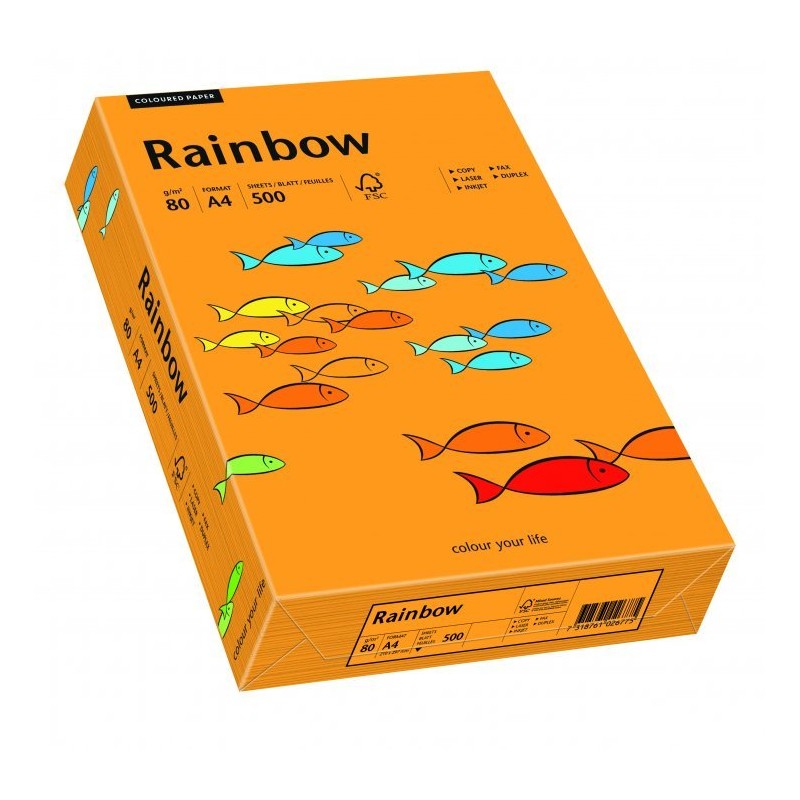 Papier Xero Kolorowy A4 80G 500 Ark. Rainbow R24 Pomarańczowy 88042431