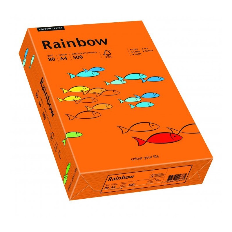 Papier Xero Kolorowy A4 80G 500 Ark. Rainbow R26 Ciemnopomarańczowy 88042453
