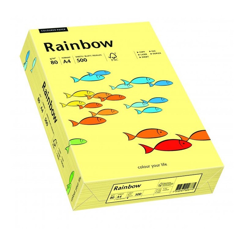 Papier Xero Kolorowy  A4 80G 500 Ark. Rainbow R12 Jasnożółty 88042297