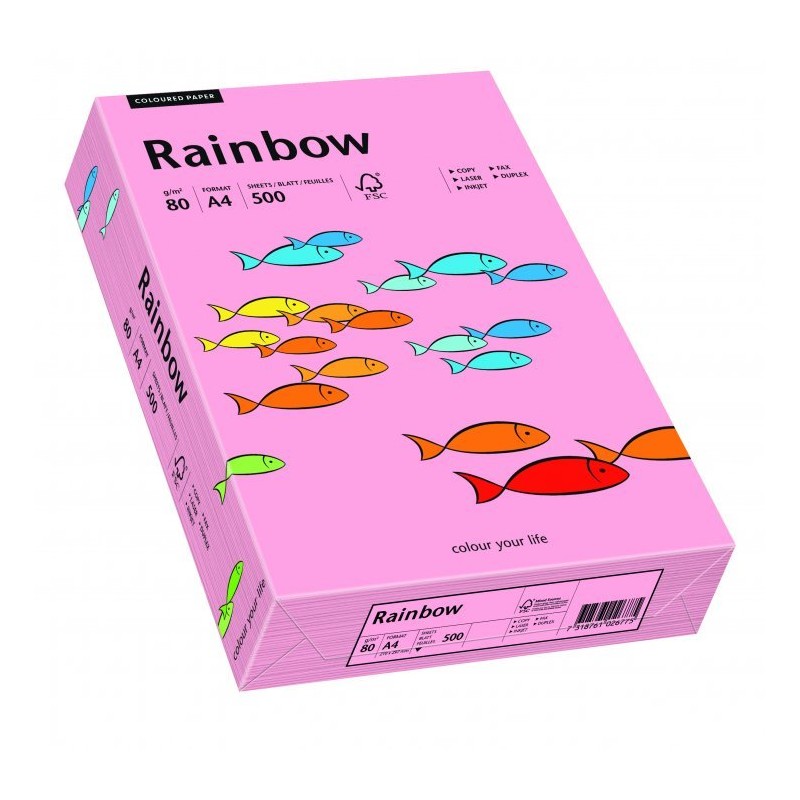 Papier Xero Kolorowy A4 80G 500 Ark. Rainbow R55 Różowy 88042541