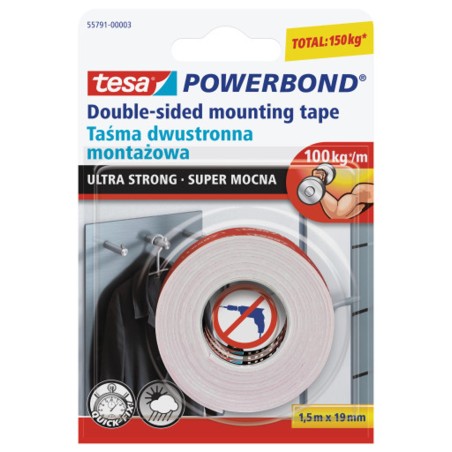 Taśma Montażowa Dwustronna 55791-00003-01 Powerband 1.5Mx19Mm Super Mocna Tesa
