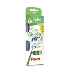 Zestaw Pisaków Pędzelkowych Do Kaligrafii I Liternictwa Zielone Jagody Ses15C-St4Addkpl Pentel .
