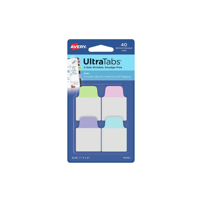 Ultra Tabs - Samoprzylepne Zakładki Indeksujące, Kolorowe, Pastelowe, 25,4X38, 40 Szt., Avery Zweckform 74761