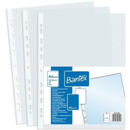 Koszulki Bantex Maxi A4+/90Μm Groszkowa (50)