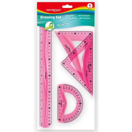 Zestaw Keyroad: Linijka 30Cm 2 Ekierki Kątomierz