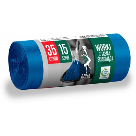 Worki Na Śmieci Anna Zaradna 35L Ldpe Z Taśmą Niebieskie (15)