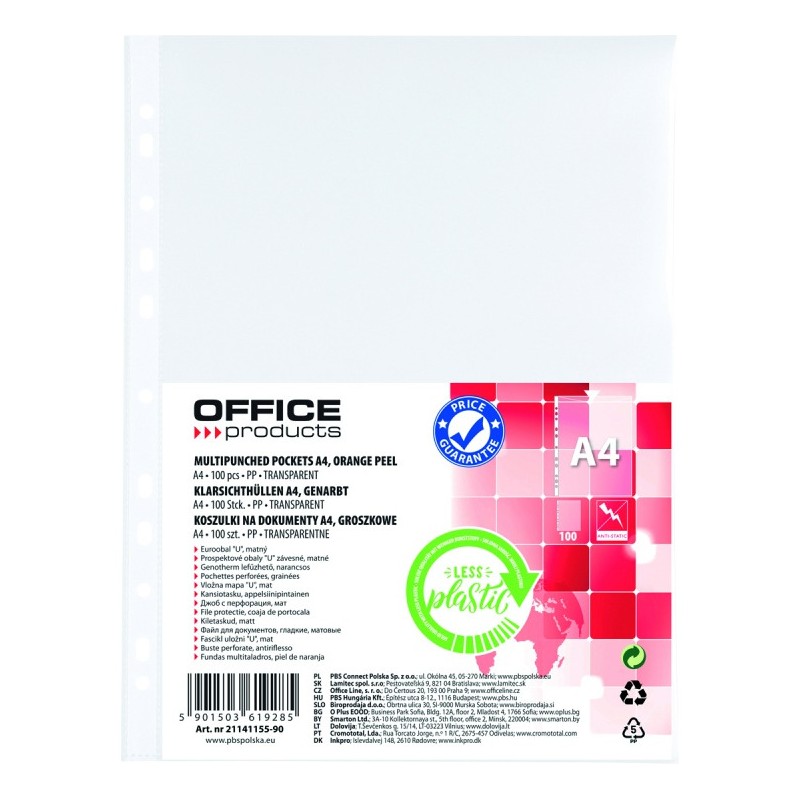 Koszulki Office Products A4/35Μm Groszkowe (100)