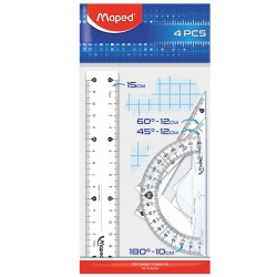 Zestaw Geometryczny (Linijka 15Cm, 2 Ekierki, Kątomierz) 242815 Maped