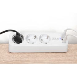 Digitus 3-Drożna Biurowa Listwa Zasilająca Z 2 Złączami Usb-A I 1 Złączem Usb-C, Biała