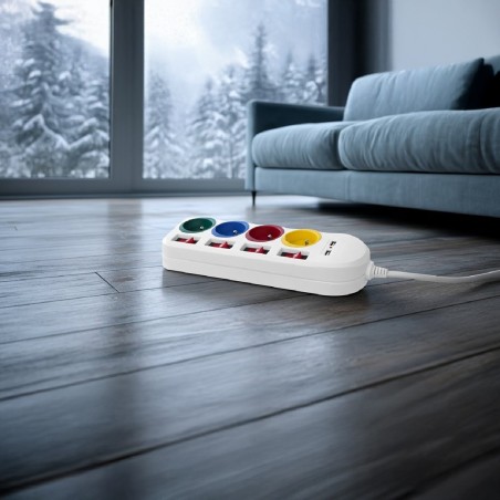 Maclean Listwa Zasilająca 4 Gniazda 2Xusb Mce229W