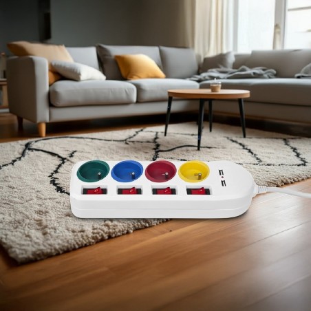 Maclean Listwa Zasilająca 4 Gniazda 2Xusb Mce229W