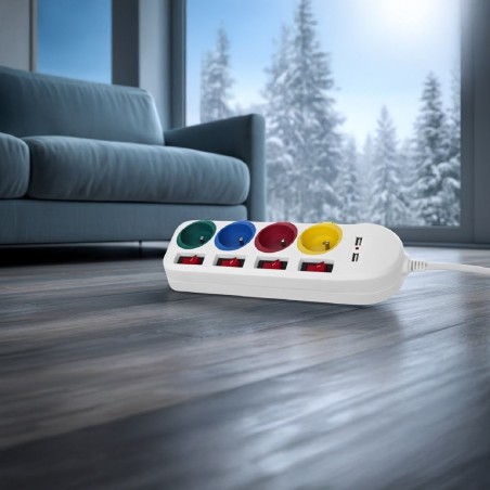 Maclean Listwa Zasilająca 4 Gniazda 2Xusb Mce229W
