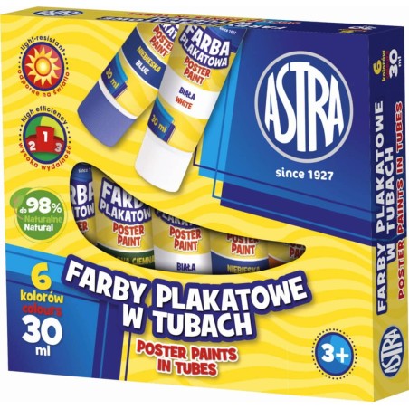 Farby Plakatowe Astra 6 Kolorów - Tuba 30 Ml, 83119900