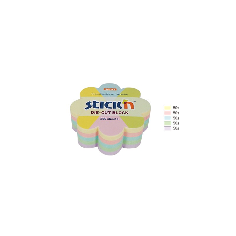 Notes Kwiatek, 67X67Mm, Mix 5 Kol. Pastelowych, 250Kart. Sticknulln 21832