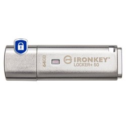 Kingston Ironkey Locker+ 50 Pamięć Usb 64 Gb Usb Typu-A 3.2 Gen 1 (3.1 Gen 1) Srebrny