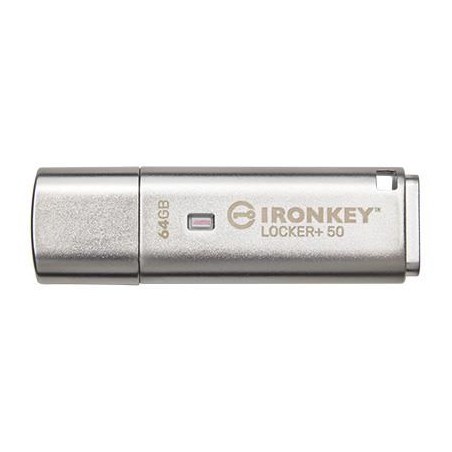 Kingston Ironkey Locker+ 50 Pamięć Usb 64 Gb Usb Typu-A 3.2 Gen 1 (3.1 Gen 1) Srebrny