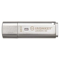 Kingston Ironkey Locker+ 50 Pamięć Usb 64 Gb Usb Typu-A 3.2 Gen 1 (3.1 Gen 1) Srebrny