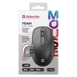 Defender Mysz Feam Mm-296 Rf Silent Czarna