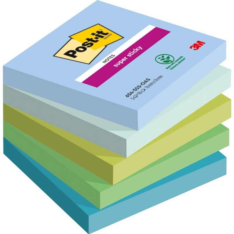 Karteczki Samoprzylepne 5 Bloczków / 90 Karteczek Paleta Oasis 76X76Mm Super Sticky 7100258898 Post-It