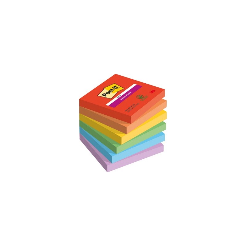 Bloczek Samoprzylepny Post-It Super Sticky (654-6Ss-Play), 76X76Mm, 6X90 Kart., Playful