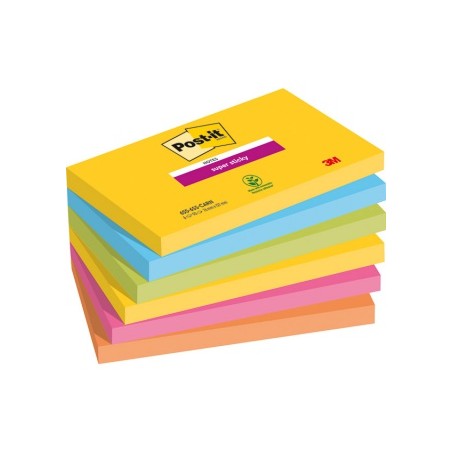 Bloczek Samoprzylepny Post-It Super Sticky, 127X76Mm, 6X90 Kart., Carnival