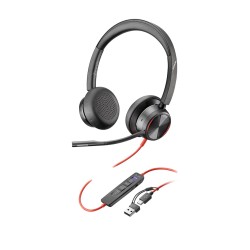 Zestaw Słuchawkowy Poly Blackwire 8225 Stereo 8X225Aa Usb-C Z Certyfikatem Microsoft Teams + Przejściówka Usb-C/A