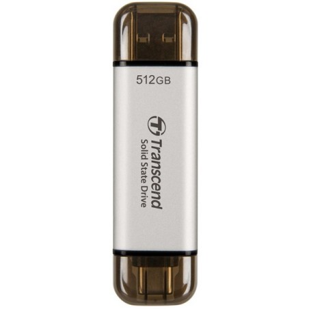 Transcend Esd310 512 Gb Usb Type-A Na Usb Type-C 3.2 Gen 2 (3.1 Gen 2) Srebrny