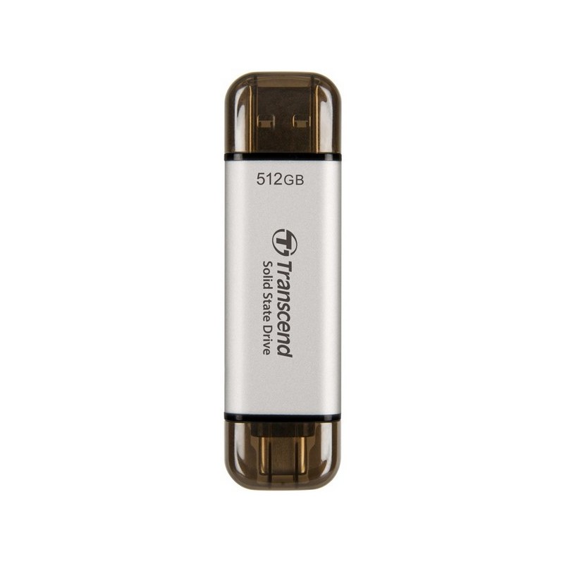 Transcend Esd310 512 Gb Usb Type-A Na Usb Type-C 3.2 Gen 2 (3.1 Gen 2) Srebrny
