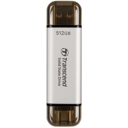 Transcend Esd310 512 Gb Usb Type-A Na Usb Type-C 3.2 Gen 2 (3.1 Gen 2) Srebrny