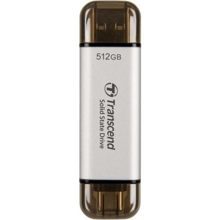 Transcend Esd310 512 Gb Usb Type-A Na Usb Type-C 3.2 Gen 2 (3.1 Gen 2) Srebrny