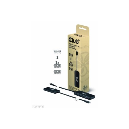 Club3D Usb-Hub Typ C   4X Usb Typ C  10Gbps + 100W Pd  St/Bu Retail