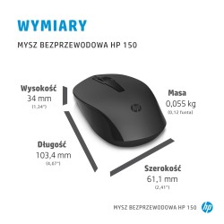 Mysz Hp 150 Wireless Mouse Bezprzewodowa Czarna 2S9L1Aa