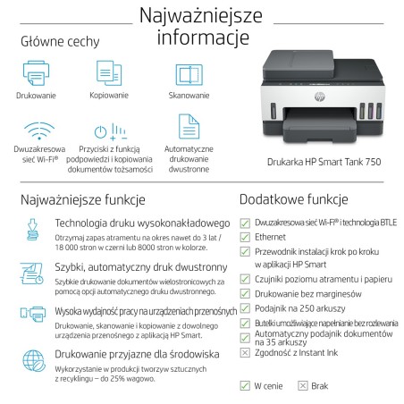 Urządz. Wielof. Hp Smart Tank 750 All-In-One 6Uu47A