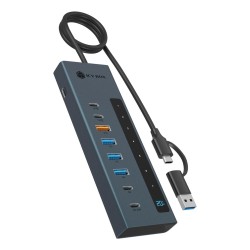 Icy Box Ib-Hub1743-Cpd Usb 3.2 Gen 2 (3.1 Gen 2) Type-A + Type-C 10000 Mbit/S Niebieski