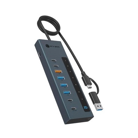 Icy Box Ib-Hub1743-Cpd Usb 3.2 Gen 2 (3.1 Gen 2) Type-A + Type-C 10000 Mbit/S Niebieski