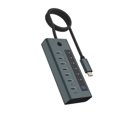 Icy Box Ib-Hub1457-C31 Usb 3.2 Gen 1 (3.1 Gen 1) Type-C 10000 Mbit/S Niebieski, Szary