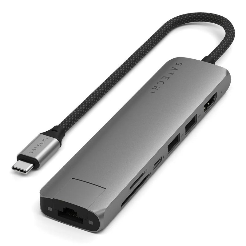 Wieloportowa Przejściówka Satechi 7-W-1 Usb-C Slim Z Ethernetem - Gwiezdna Szarość