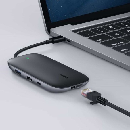 Aukey Hub Usb C Cb-C71 8W1 Rj45 Hdmi 4K Pd 100W