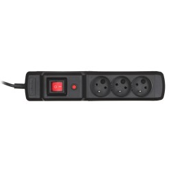 Listwa Przeciwprzepięciowa Activejet Combo 3Gn/3M/Cz (10A  2300W) 3M  Kolor Czarny