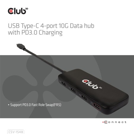 Club3D Csv-1548 Stacja Dokująca Przewodowa Usb 3.2 Gen 1 (3.1 Gen 1) Type-C Czarny