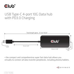 Club3D Csv-1548 Stacja Dokująca Przewodowa Usb 3.2 Gen 1 (3.1 Gen 1) Type-C Czarny