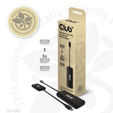 Club3D Csv-1548 Stacja Dokująca Przewodowa Usb 3.2 Gen 1 (3.1 Gen 1) Type-C Czarny